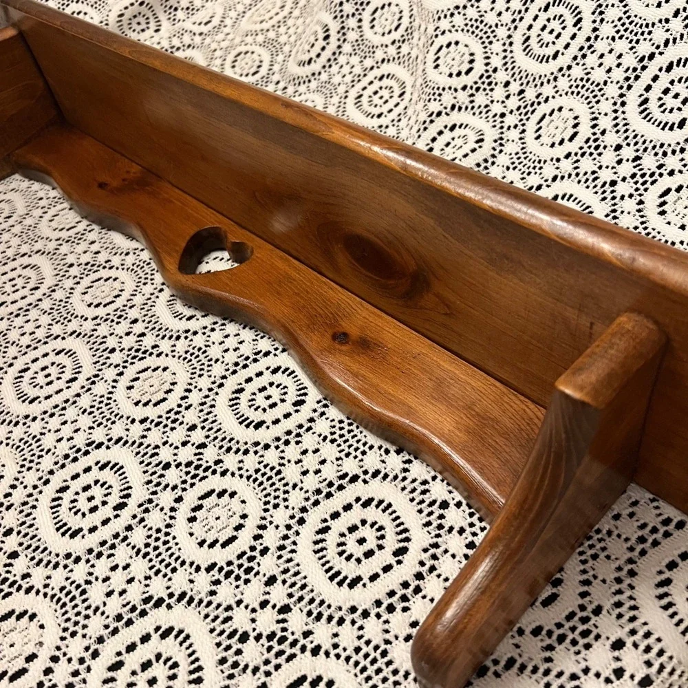 Vintage Large Wooden Wall Shelf Heart Cutout | Cottage 90s